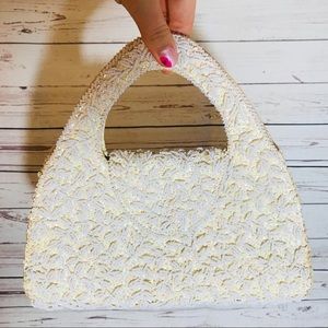 Vintage white beaded purse